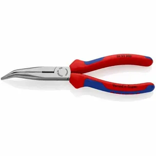 Knipex 26 22 200 Flachrundzange mit Schneide (Storchschnabelzange) mit Comfort-Griffen schwarz atramentiert 200 mm