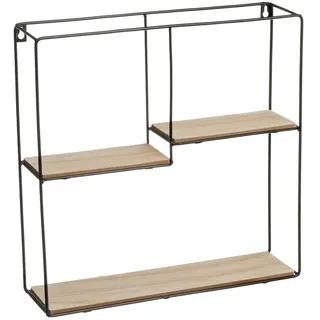 Wandregal mit 3 Einlegeböden aus MDF und Metall in Schwarz und Natur