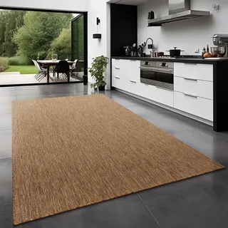 TT Home Teppich Für Outdoor Küchenteppich Balkon Terrasse Unifarbenes Design Modern Größe 200x280 cm - Braun