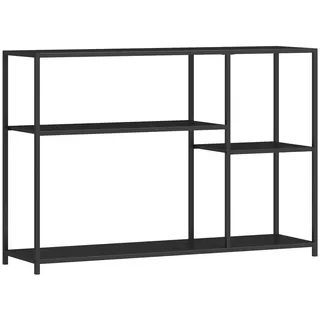 Homcom Konsolentisch Flurtisch mit 4 Ablagen, Beistelltisch mit Stahlrahmen, Schwarz , Metall , 30x75x110 cm , Wohnzimmer, Wohnzimmertische, Konsolentische