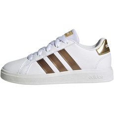 adidas Grand Court Sustainable Lace Shoes Sneaker, FTWWHT/FTWWHT/MAGOLD, 33 EU