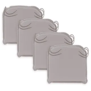 Traumnacht Komfort 4er Set Stuhlkissen/Sitzkissen Outdoor taupe, Bezug abnehmbar, mit Eckbändern, 44 x 47 x 6 cm, produziert nach deutschem Qualitätsstandard