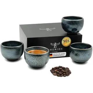 Pheniox | Espressotassen Set Galaxy | 4-teilig | 120 ml | hochwertige Kaffee Tassen aus Steingut | ohne Henkel | Geschenk in modernem Design | Cappuccino | Mokka | Tee | Mugs