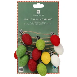 Talking Tables Weihnachtsgirlande „Twilight“ aus Filz mit Glühbirnen, Weihnachtsbaumdekoration, Raumdekoration, Hängedekoration, Dinnerparty, umweltfreundlich