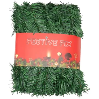 Festive Fix Weihnachtsgirlande - 16 m realistische, Nicht beleuchtete grüne Weihnachtsgirlande zum Dekorieren von Treppen, Kaminen, Türen und Fenstern - Flexible, langlebige Weihnachtsgirlande für