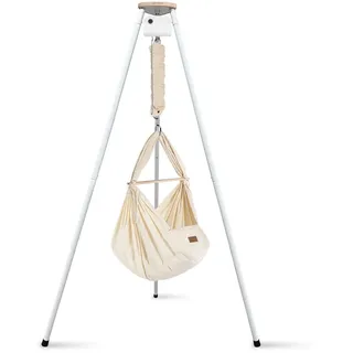 Schmusewolke Federwiege , Weiß, Beige , Kunststoff, Textil, Metall , Höhe ca. 4 cm , 135x194x135 cm , wendbar,Feder mit Sicherheitsseil , Babymöbel & Kindermöbel, Babyzimmer, Babybetten, Stubenwagen & Babywiegen