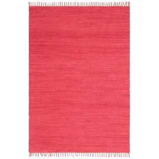 otto home Wollteppich »Ares« rechteckig 5 mm Höhe Uni Farben, handgewebt, mit Fransen, reine Baumwolle, waschbar, Läufer, rot