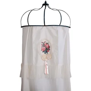 Gardinenschal Shabby Chic Vorhang Weiss Rosen Gardine Spitze Schleifen Schal