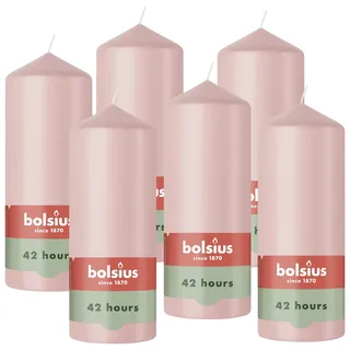 Bolsius Stumpenkerze 15 cm rosa 6 Stück