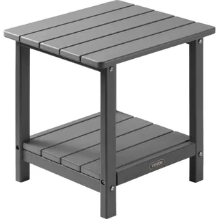 VEVOR Beistelltisch Kunststoff, 45x38x44 cm, Gartentisch aus HDPE, Balkontisch mit 2 Ablagen, Nachttisch, Couchtisch, Dekotisch, geeignet für Terrasse, Pool, Strand, Veranda, Garten, Grau - Grau