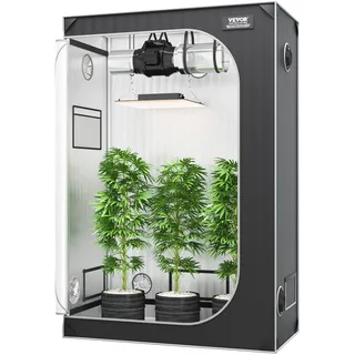 Vevor Growbox 122 x 61 x 183 cm Gewächshaus aus 22 mm Stahl-Rahmen und 2000D Oxford-Gewebe Growtent 60 kg Tragfähigkeit Growschrank Geeignet für 150 W Wachstumslicht Indoor Zuchtzelt