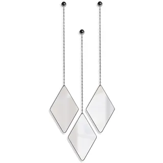 Umbra Dima 3-teiliger Wandspiegel und Wanddekoration, Metall, Schwarz, Rautenförmig