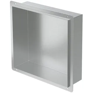 luxebath Wandnische Edelstahl 30x30x10 cm Silber Duschnische Randlos, Einbauregal,