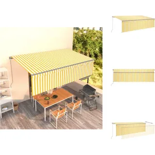 vidaXL Markise Manuell Einziehbar mit Rollo 5x3 m Gelb & Weiß - Markisen - Gelb