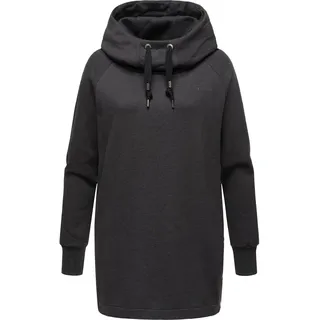 Ragwear Sweater "Longpullover Rowenna", Langer Damen Hoodie mit hohem Schalkragen, dunkelgrau