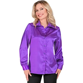 W WIDMANN MILANO Party Fashion - Satin Bluse für Damen, Damenhemd für 70er Jahre Mottoparty, Disco Fever, Karneval
