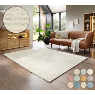 otto home Wollteppich »Pirker« rechteckig 12 mm Höhe Wendeteppich, meliert, reine Wolle, handgewebt, Scandi, Wohnzimmer, bunt