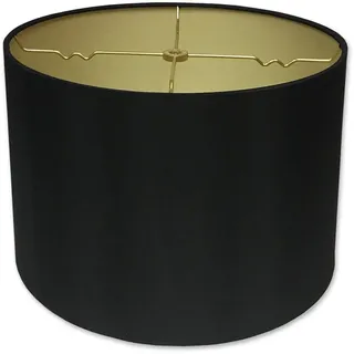 Royal Designs Lampenschirm, flaches Trommel, fester Rücken, Schwarz, 11 x 12 x 8.5