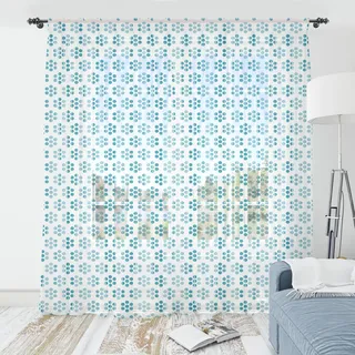 ABAKUHAUS Abstrakt Wandteppich, Kleine Geometrische Kreise Forming Blumen Formen Rund Modernes Design, Wohnzimmer Schlafzimmer seidiges Satin Wandtuch, 180 cm x 274 cm, Teal weiß - Bunt