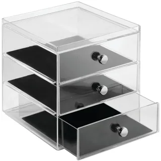 iDesign Clarity Jewelry Schmuckaufbewahrung | Schmuckkasten mit 3 Schubladen für Uhren, Ketten etc. | Schmuck Organizer mit Kratzschutz | Kunststoff durchsichtig, Sonstige