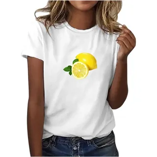 Tshirt Damen | Einfarbig Fruchtdruck Tshirt Sport Lässig Tshirt Pullover Baggy Frühling Sportshirt Oberteil Blusen Party Top Kurzarm Rundhals Fruchtdruck Tshirts
