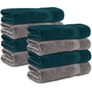 Komfortec Handtuchset 8-tlg. grau/petrol