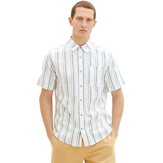 TOM TAILOR Herren 1034902 Hemd, 31240 - Off White Base Big Stripe, M