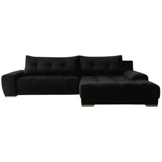 Kaiser Möbel Ecksofa Wave Mit Schlaffunktion, Stoff Soro, Schwarz Rechts , Holz , 281x105 cm , Wohnzimmer, Sofas & Couches, Wohnlandschaften, Ecksofas
