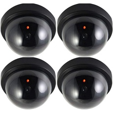 4X O&W Security Kamera Attrappe mit Objektiv, Dummy-Überwachungskamera, Fake Camera mit rot blinkender LED, Verwendung im Innen- und Außenbereich