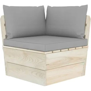 vidaXL Garten-Paletten-Ecksofa mit Kissen Imprägniertes Fichtenholz - Grau