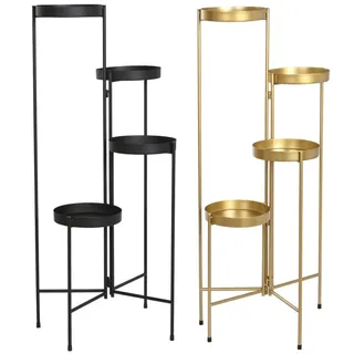 DKD Home Decor Blumentopf der Marke, Schwarz und Gold, aus Metall, 45 x 28 x 100 cm