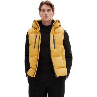 TOM TAILOR Herren 1037355 Puffer Steppweste mit Abnehmbarer Kapuze, 10533-golden Fall, XL