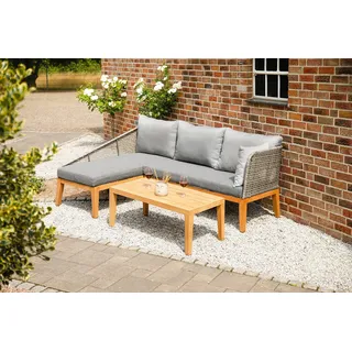 Greemotion Garten-Lounge Lulu aus Polyethylen-Geflecht und Aluminium, grau/holzfarben