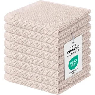 Moosfor Geschirrtücher 100% Baumwolle 8er Set 30 x 30 cm Beige