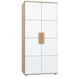 Furniture24 Kleiderschrank ARKINA LBLS82, Schrank, 2 Türiger Jugendschrank mit 1 Einlegeboden und 1 Kleiderstangen, Kinderschrank, Drehtürenschrank Artisan Eiche/Weiß