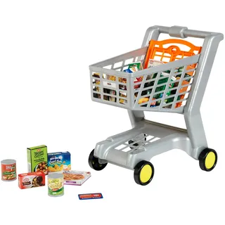 Theo Klein 7244 Einkaufswagen I Mit Klappsitz für Puppen I Gefüllt mit Deutschen Produkten für den Kaufladen I Spielzeug für Kinder ab 2 Jahren