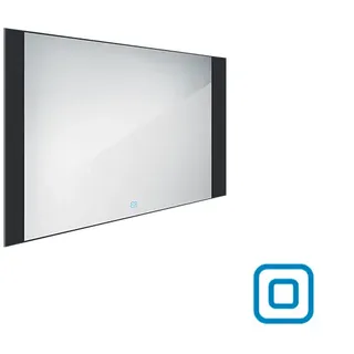 LED-Spiegel für das Badezimmer mit Beleuchtung, Marke Nimco, Farbe Schwarz, Größe 100 x 60 cm, mit Sensor, Modellnummer ZPC 41004V-90
