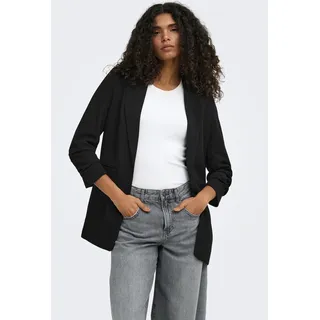 Longblazer ONLY "ONLKALINA 3/4 OPEN BLAZER CC TLR", Damen, Gr. 38, schwarz, Web, Obermaterial: 97% Polyester, 3% Elasthan, unifarben, loose fit hüftbedeckend, V-Ausschnitt, Blazer Longblazer, Materialmix, loose fit