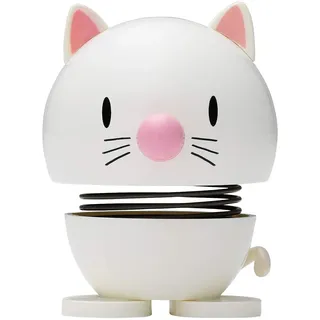 Hoptimist Tier, Katze, Wackelfigur & Glücksbringer Skandinavisch, Wohnzimmer & Schreibtisch Deko, Büro Gadget, Tolle Kleine Geschenke, 5,5 x 5,9 x 7,3 cm, Small, Weiß