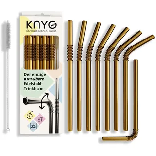 KNYG | DER EINZIGE BIEGSAME Edelstahl Strohhalm | Patentiert & Hygienezertifiziert | Metall Strohhalm wiederverwendbar, Trinkhalme, Metallstrohhalme