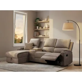 OTTO home Ecksofa NAPORI Mikrofaser 3er Kinosessel XXL L-Form Taupe