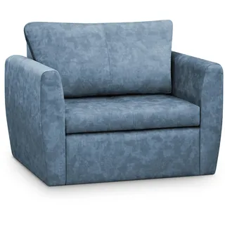 Schlafsessel KAMEL, Blau, Loungesessel mit Bettfunktion, Bettkasten, Veloursstoff, Haustierfreundlich - Blau
