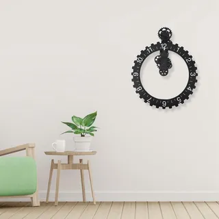 Große Hängende Zahnräder Uhr Retro Wanduhr Dekorativ Schwarz