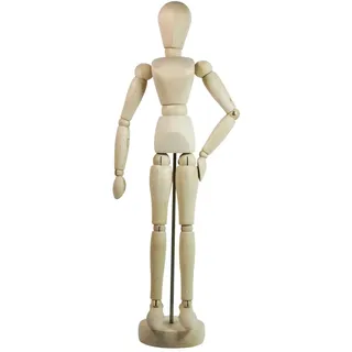 Honsell 63501 - Modellpuppe aus naturbelassenem Hartholz, weibliche Gliederpuppe, mit Metallstab, ca. 30 cm groß