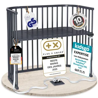 babybay Boxspring XXL Beistellbett schiefergrau lackiert