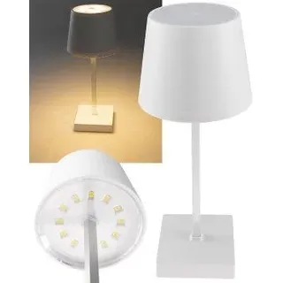ChiliTec Tischleuchte Akku 26cm Dimmbar Led Tischlampe Licht Warmweiß aufladbar USB-C Touch Schalter kabellos Weiß