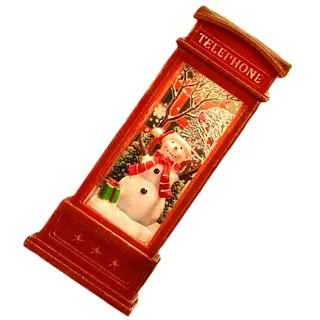 Schneekugel Laterne, Weihnachts Telefonzelle leuchtendes Weihnachtsornament glitzernde Schneekugel Laterne Heimdekoration für Bar und KTV Dekoration