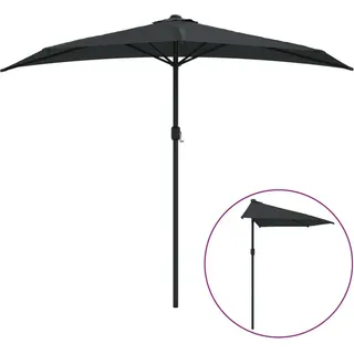 vidaXL Balkon-Sonnenschirm Alu-Mast Schwarz 270x144x222cm Halbrund - Schwarz