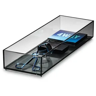 interDesign iDesign Schubladen Ordnungssystem, Schminktisch Organizer für Schublade aus der Signature Series by Sarah Tanno, kombinierbares Make-up Organizer Element aus Kunststoff, grau