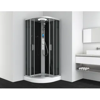 SANOTECHNIK AUSTIN Komplettdusche mit Schiebetür 90 x 215 cm schwarz Sicherheitsglas